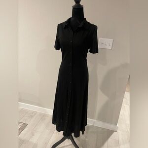 NWT $550 Argent Dress Italian Cotton Shirt Dress Midi Short Sleeves